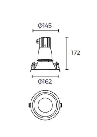 Maxtor empotrable de techo Ø162x172 mm.basculante 30º blanco Led E27